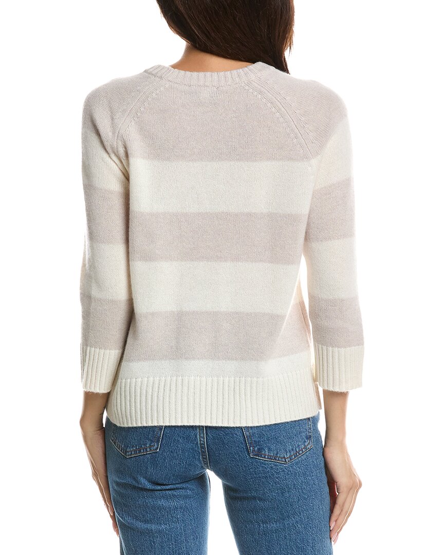 Forte Cashmere Forte Cashmere 3 /4 Sleeve Wide Stripe Crewneck Cashmere Sweater