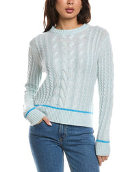Forte Cashmere Forte Cashmere Tipped Plaited Cable Crewneck Cashmere Sweater