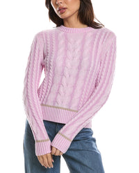 Forte Cashmere Forte Cashmere Tipped Plaited Cable Crewneck Cashmere Sweater