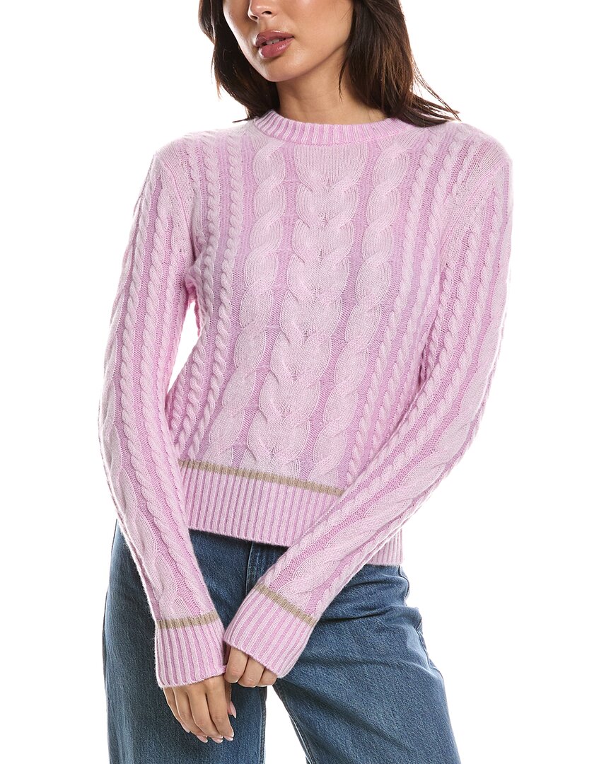 Forte Cashmere Forte Cashmere Tipped Plaited Cable Crewneck Cashmere Sweater