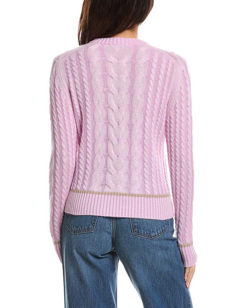 Forte Cashmere Forte Cashmere Tipped Plaited Cable Crewneck Cashmere Sweater