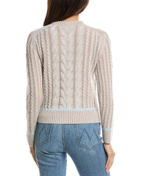 Forte Cashmere Forte Cashmere Tipped Plaited Cable Crewneck Cashmere Sweater