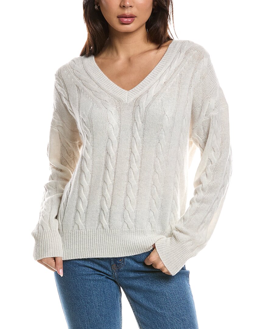 Forte Cashmere Forte Cashmere Fashioned Cable V-Neck Cashmere Sweater