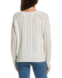 Forte Cashmere Forte Cashmere Fashioned Cable V-Neck Cashmere Sweater