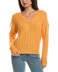 Forte Cashmere Forte Cashmere Fashioned Cable V-Neck Cashmere Sweater