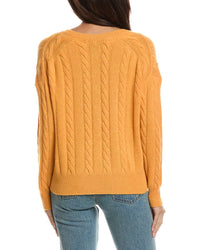 Forte Cashmere Forte Cashmere Fashioned Cable V-Neck Cashmere Sweater