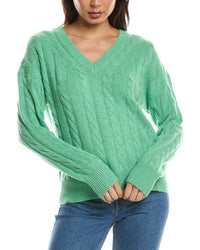 Forte Cashmere Forte Cashmere Fashioned Cable V-Neck Cashmere Sweater