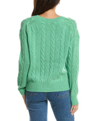 Forte Cashmere Forte Cashmere Fashioned Cable V-Neck Cashmere Sweater