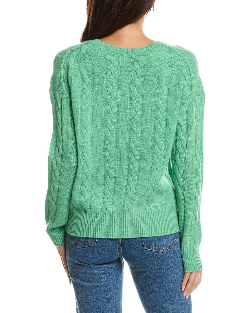 Forte Cashmere Forte Cashmere Fashioned Cable V-Neck Cashmere Sweater