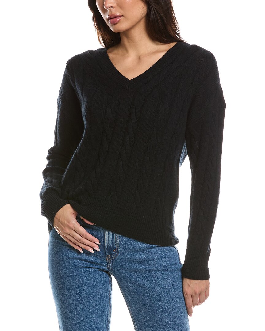Forte Cashmere Forte Cashmere Fashioned Cable V-Neck Cashmere Sweater