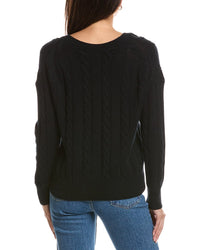 Forte Cashmere Forte Cashmere Fashioned Cable V-Neck Cashmere Sweater