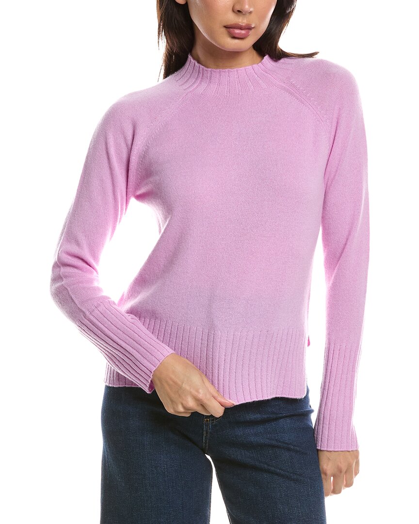 Forte Cashmere Forte Cashmere Rib Trim Hi Low Funnel Neck Cashmere Sweater