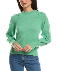 Forte Cashmere Forte Cashmere Gathered Shoulder Crewneck Cashmere Sweater