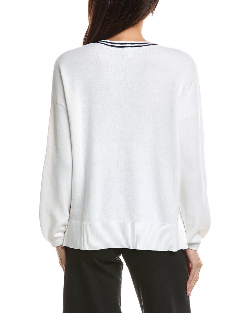 Forte Cashmere Forte Cashmere Gathered Sleeve Split Neck Cashmere-Blend Sweater