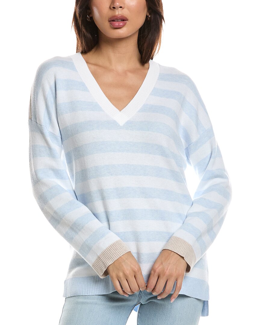 Forte Cashmere Forte Cashmere High-Low Stripe Cashmere-Blend Sweater