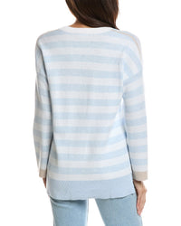 Forte Cashmere Forte Cashmere High-Low Stripe Cashmere-Blend Sweater