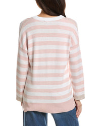 Forte Cashmere Forte Cashmere High-Low Stripe Cashmere-Blend Sweater