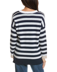 Forte Cashmere Forte Cashmere High-Low Stripe Cashmere-Blend Sweater