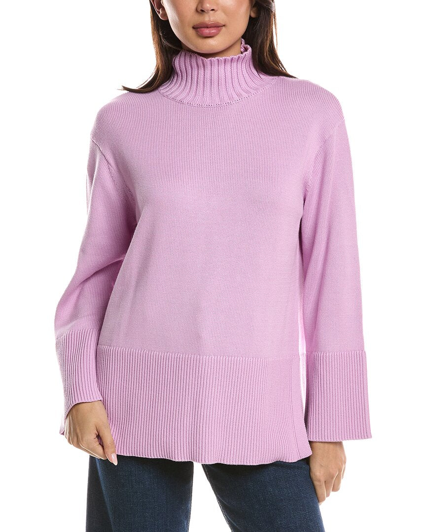 Forte Cashmere Forte Cashmere Easy Rib Trim Funnel Neck Sweater