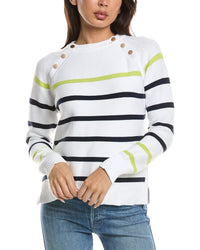 Forte Cashmere Forte Cashmere Wide Sleeve Button Shoulder Sweater
