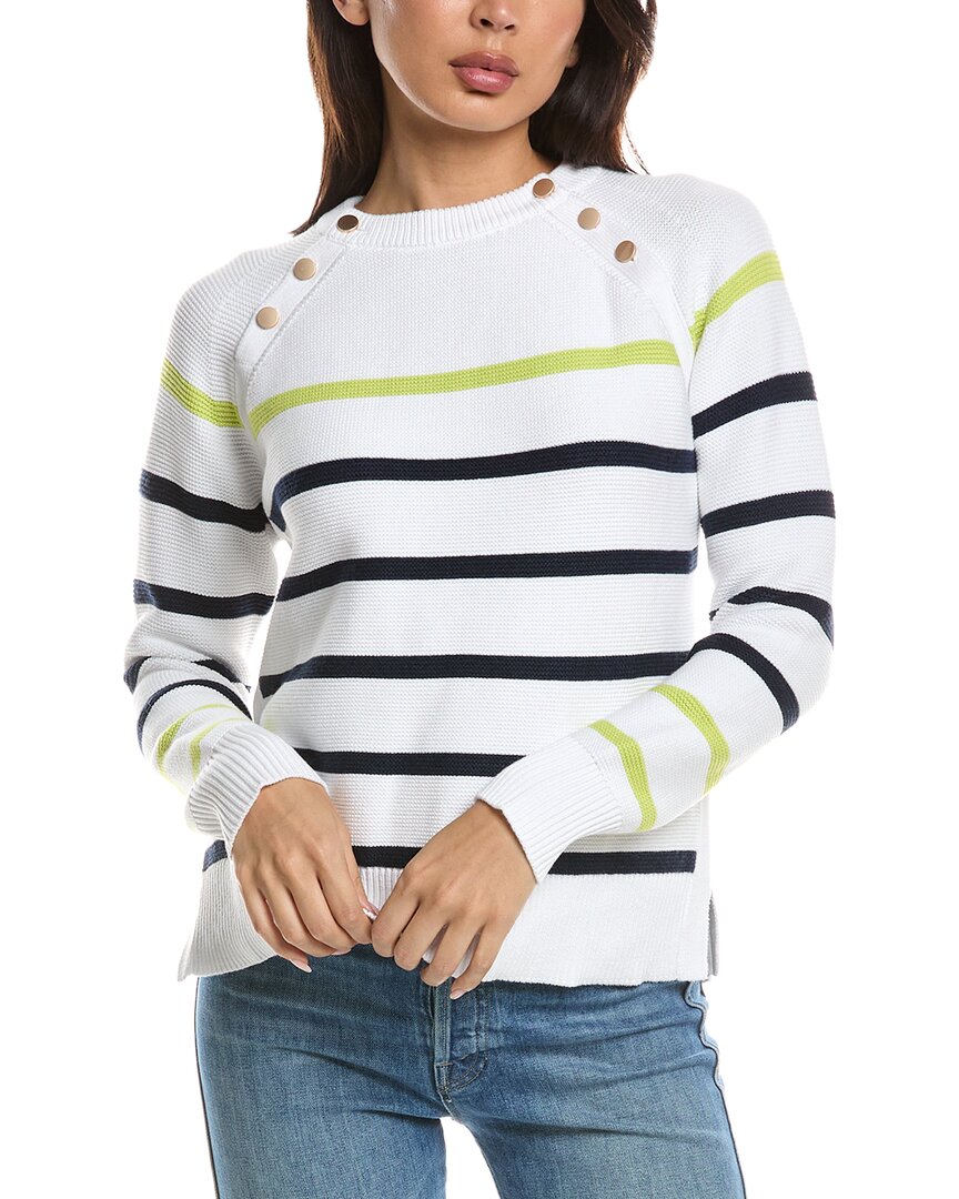 Forte Cashmere Forte Cashmere Wide Sleeve Button Shoulder Sweater