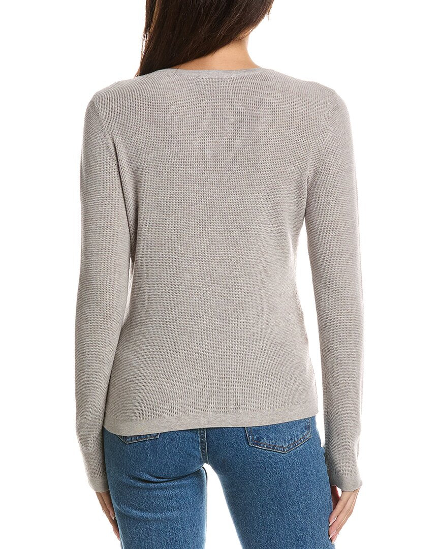 Forte Cashmere Forte Cashmere Thermal Stripe Crewneck Cashmere-Blend Sweater