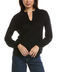 Forte Cashmere Forte Cashmere Split Neck Silk & Cashmere-Blend Sweater