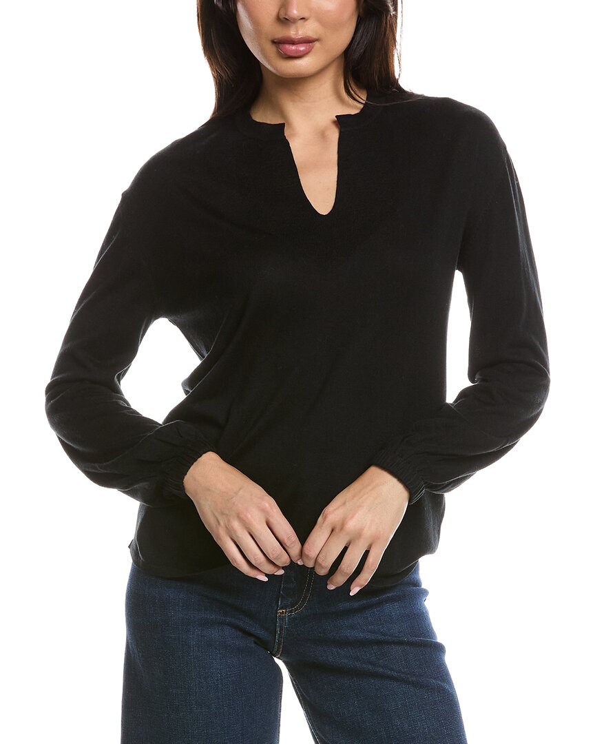 Forte Cashmere Forte Cashmere Split Neck Silk & Cashmere-Blend Sweater