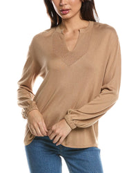 Forte Cashmere Forte Cashmere Split Neck Silk & Cashmere-Blend Sweater