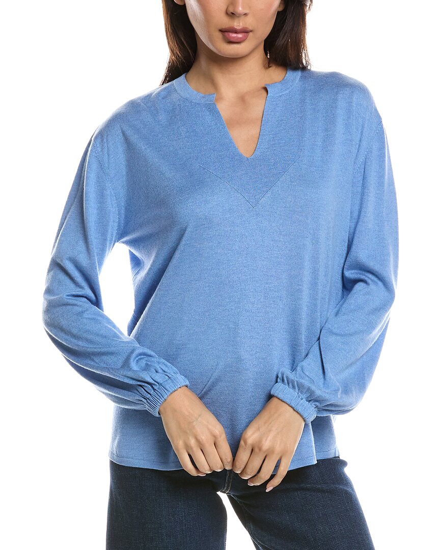 Forte Cashmere Forte Cashmere Split Neck Silk & Cashmere-Blend Sweater
