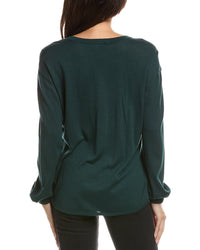 Forte Cashmere Forte Cashmere Split Neck Silk & Cashmere-Blend Sweater