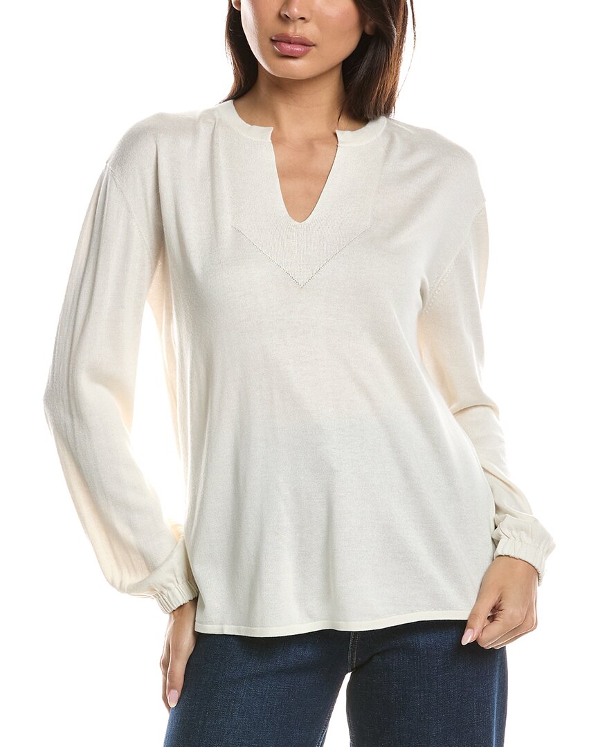 Forte Cashmere Forte Cashmere Split Neck Silk & Cashmere-Blend Sweater