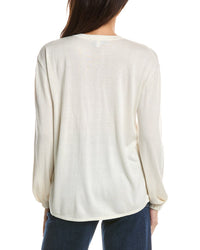 Forte Cashmere Forte Cashmere Split Neck Silk & Cashmere-Blend Sweater