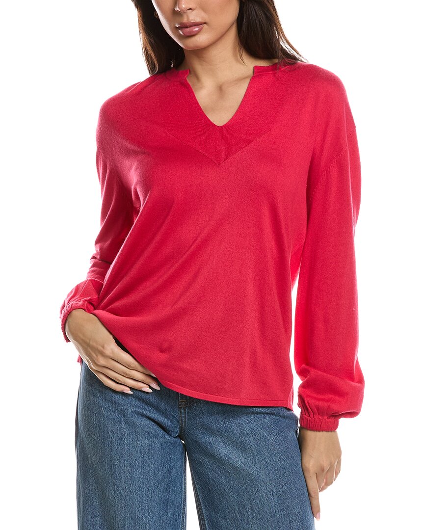 Forte Cashmere Forte Cashmere Split Neck Silk & Cashmere-Blend Sweater