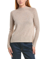 Forte Cashmere Hi Low Rib Trim Funnel Neck 100% Cashmere Sweater