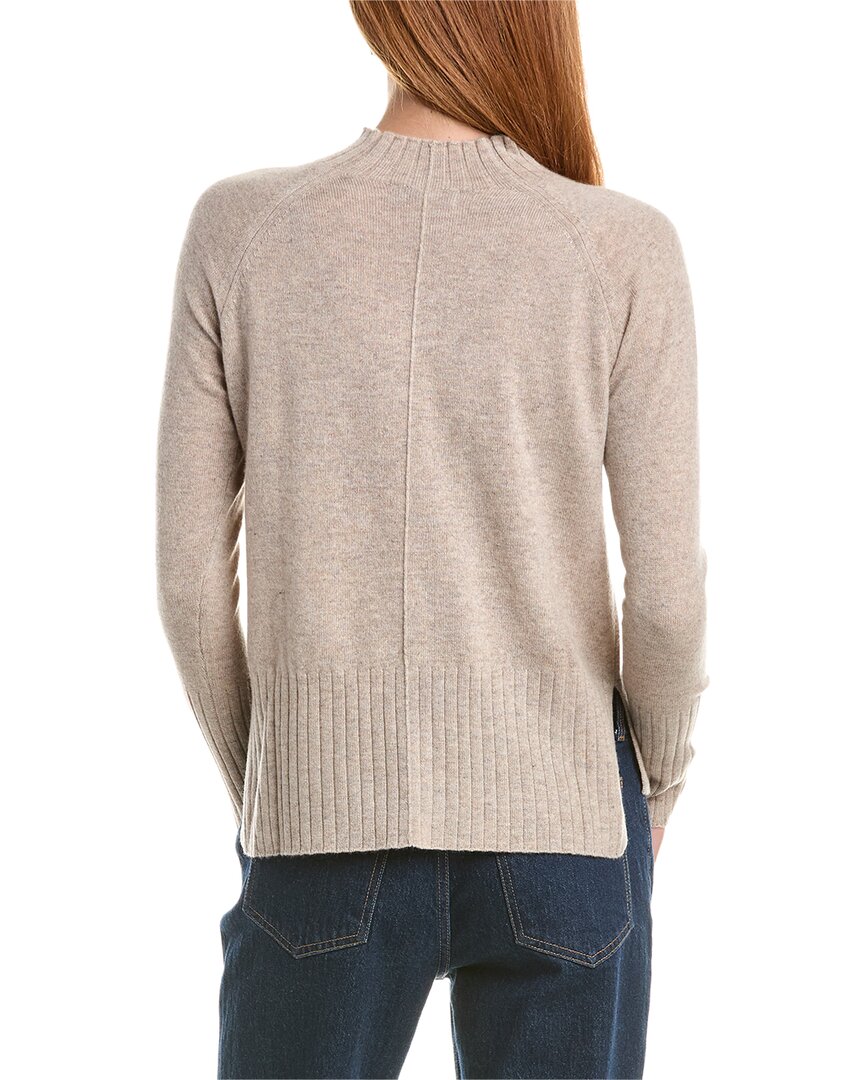 Forte Cashmere Hi Low Rib Trim Funnel Neck 100% Cashmere Sweater