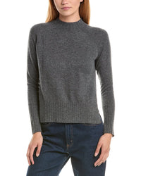 Forte Cashmere Hi Low Rib Trim Funnel Neck 100% Cashmere Sweater