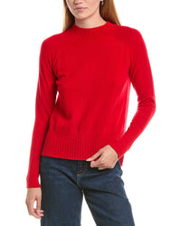 Forte Cashmere Hi Low Rib Trim Funnel Neck 100% Cashmere Sweater