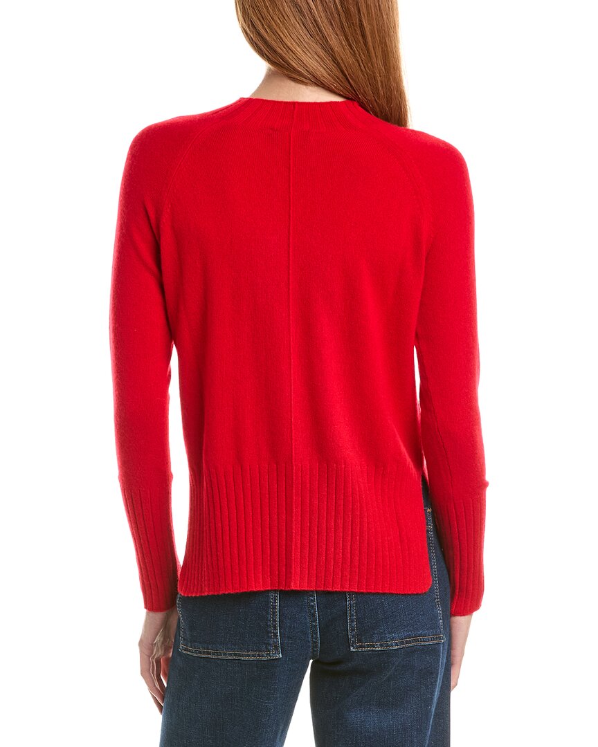 Forte Cashmere Hi Low Rib Trim Funnel Neck 100% Cashmere Sweater