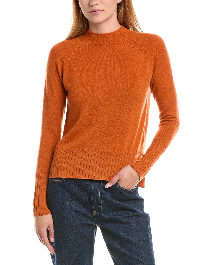 Forte Cashmere Hi Low Rib Trim Funnel Neck 100% Cashmere Sweater