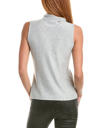 Forte Cashmere Sequin Sleeveless Funnel Neck Cashmere-Blend Sweater