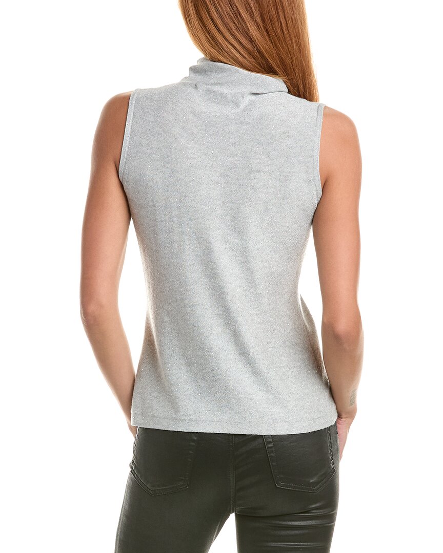 Forte Cashmere Sequin Sleeveless Funnel Neck Cashmere-Blend Sweater