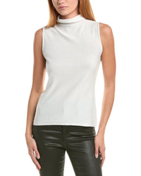 Forte Cashmere Sequin Sleeveless Funnel Neck Cashmere-Blend Sweater