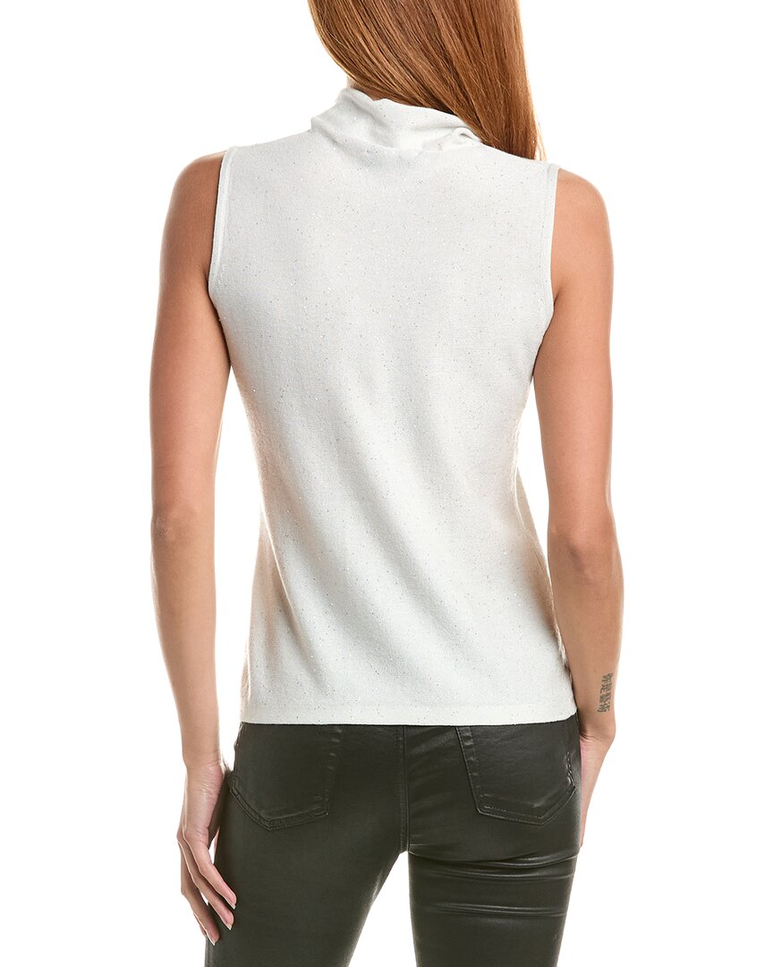 Forte Cashmere Sequin Sleeveless Funnel Neck Cashmere-Blend Sweater