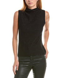 Forte Cashmere Sequin Sleeveless Funnel Neck Cashmere-Blend Sweater