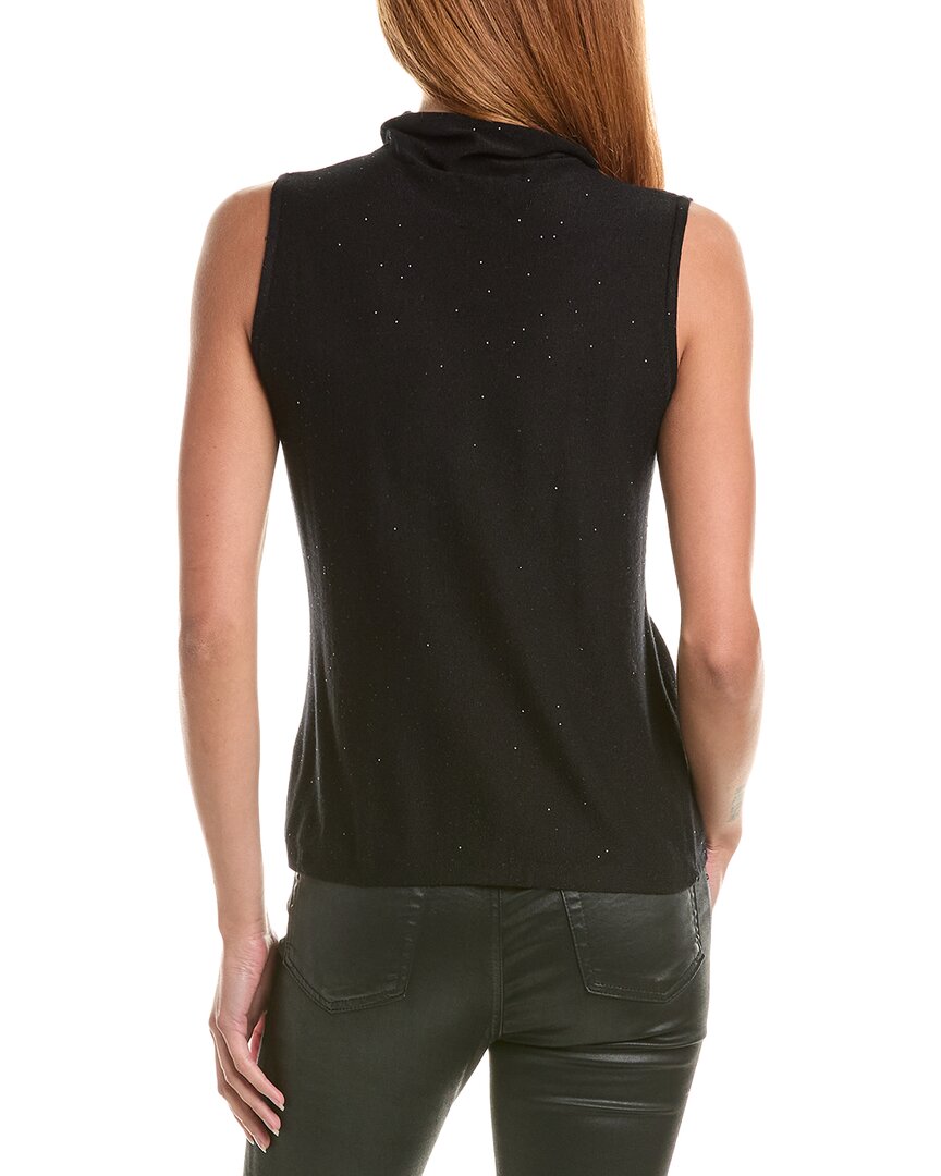 Forte Cashmere Sequin Sleeveless Funnel Neck Cashmere-Blend Sweater