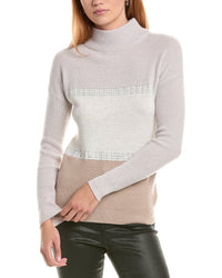 Forte Cashmere Crystal Rib Funnel Neck 100% Cashmere Sweater