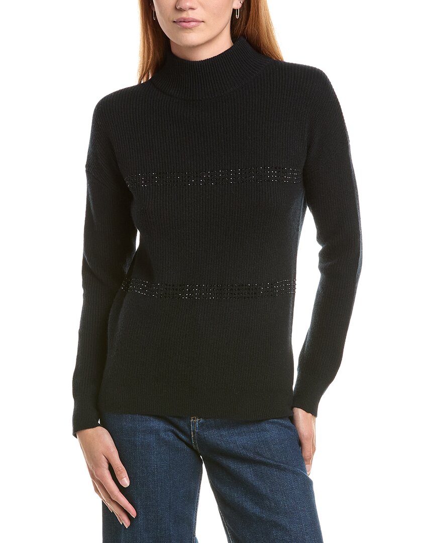 Forte Cashmere Crystal Rib Funnel Neck 100% Cashmere Sweater