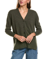 Forte Cashmere Hi Low Easy Button 100% Cashmere Cardigan