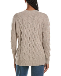 Forte Cashmere Long Cable V-Neck Cashmere Sweater